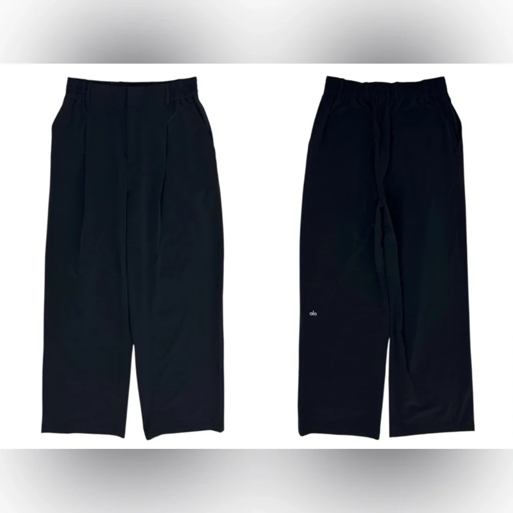ALO Yoga Black Wide-Leg High-Rise Pants - Picture 10 of 16
